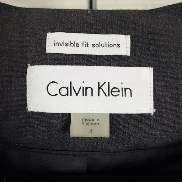 Calvin Klein Fit Solutions Side Panel Collarless Zip Blazer size 4 or Small Gray - Picture 3 of 8
